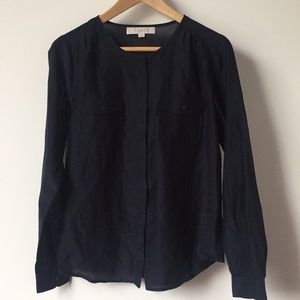 LOFT Black Semi Sheer Blouse XS